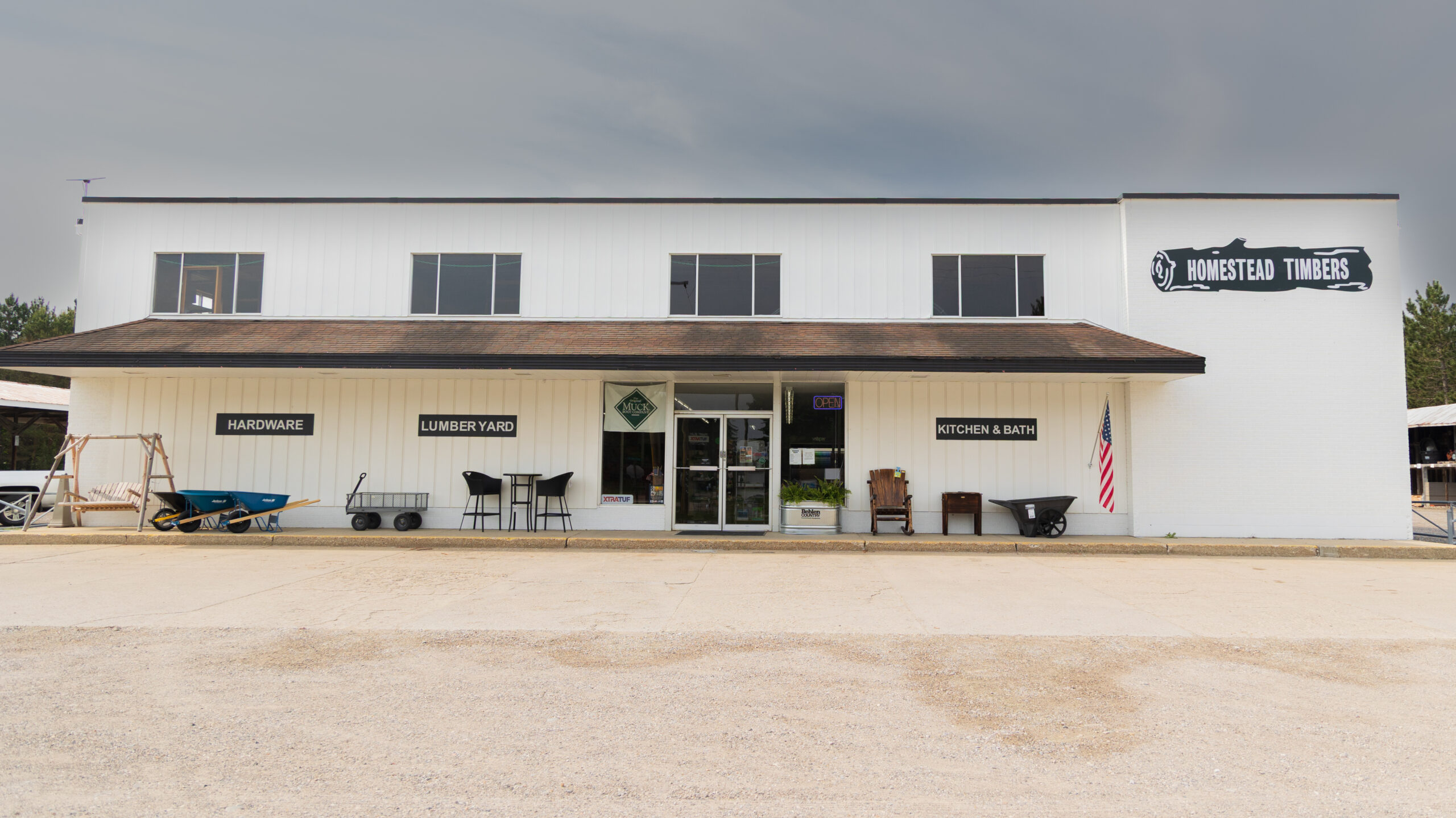 Store front view of Homestead Timbers Located in Kaleva